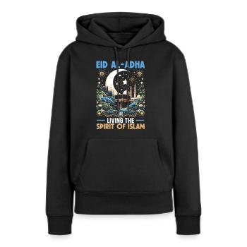 Joyeux Aïd Al Adha, Fête islamique, Islam - Sweat à capuche Premium bio Femme - noir - Devant - Julia (174cm)