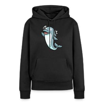 Émoticône de dauphin - Sweat à capuche Premium bio Femme - noir - Devant - Julia (174cm)