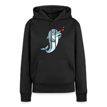 Émoticône de dauphin - Sweat à capuche Premium bio Femme - noir - Devant - Julia (174cm)