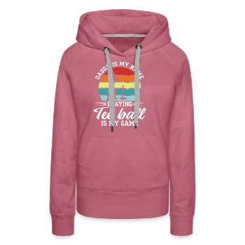 Papa est mon nom en jouant Le tee-ball est mon jeu - Sweat à capuche Premium bio Femme - mauve - Devant - Isabella (175cm)