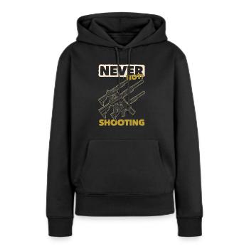 L’airsoft - Sweat à capuche Premium bio Femme - noir - Devant - Julia (174cm)