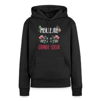 meilleure grande soeur fleurs - Sweat à capuche Premium bio Femme - noir - Devant - Julia (174cm)