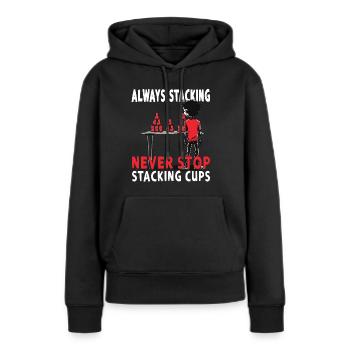 Empilage de gobelets Speed Stacker - Sweat à capuche Premium bio Femme - noir - Devant - Julia (174cm)