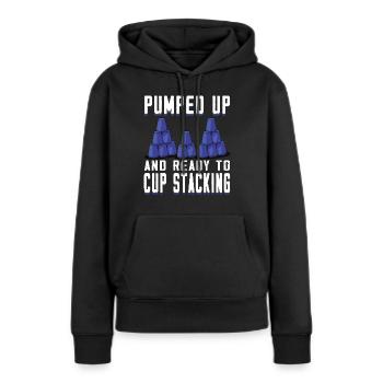 Empilage de gobelets Speed Stacker - Sweat à capuche Premium bio Femme - noir - Devant - Julia (174cm)