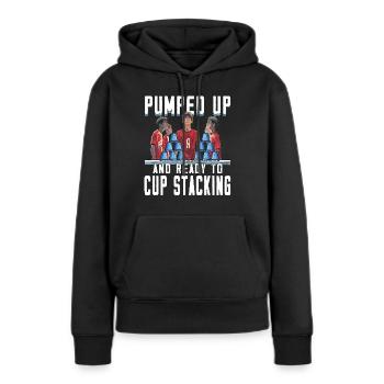 Empilage de gobelets Speed Stacker - Sweat à capuche Premium bio Femme - noir - Devant - Julia (174cm)