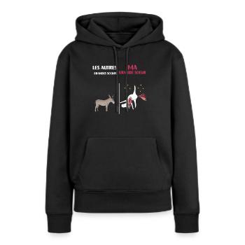 Big Sister Unicorn Funny Humor - Women’s Premium Organic Hoodie - black - Front - Julia (174cm)