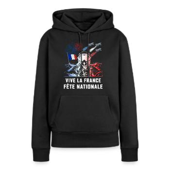 France Fete Nationale Patrouille Pilote - Sweat à capuche Premium bio Femme - noir - Devant - Julia (174cm)