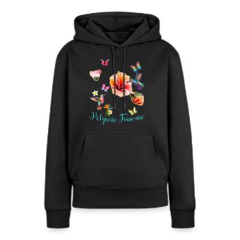 Französisch-Polynesien Kolibri Hibiskus - Frauen Premium Bio Hoodie - Schwarz - Vorne - Julia (174cm)