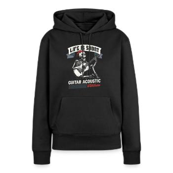 Guitare acoustique - Sweat à capuche Premium bio Femme - noir - Devant - Julia (174cm)