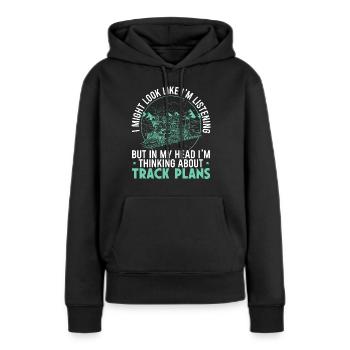 Modelleisenbahn - Frauen Premium Bio Hoodie - Schwarz - Vorne - Julia (174cm)