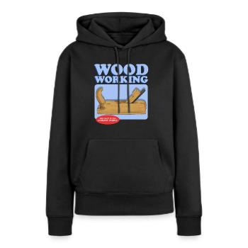 Menuiserie charpentier amélioration de l’habitat amateur cadeau - Sweat à capuche Premium bio Femme - noir - Devant - Julia (174cm)
