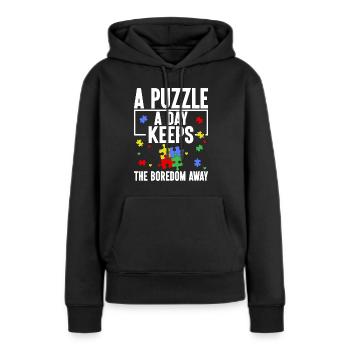Puzzle Pièce Puzzle Amateur de Puzzle - Sweat à capuche Premium bio Femme - noir - Devant - Julia (174cm)