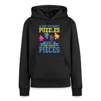 Puzzle Pièce Puzzle Amateur de Puzzle - Sweat à capuche Premium bio Femme - noir - Devant - Julia (174cm)