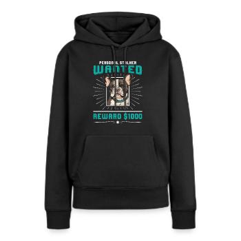 Frenchie PERSONAL STALKER RECHERCHÉ $1000 - Sweat à capuche Premium bio Femme - noir - Devant - Julia (174cm)