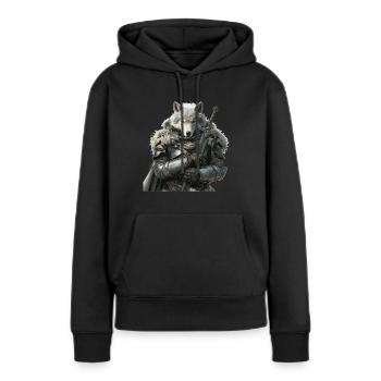 Wolf Knight Moyen Âge - Sweat à capuche Premium bio Femme - noir - Devant - Julia (174cm)