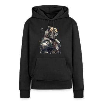 Chevalier guépard Moyen Âge - Sweat à capuche Premium bio Femme - noir - Devant - Julia (174cm)