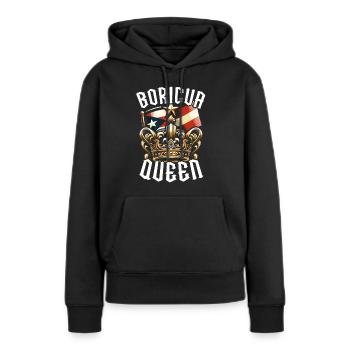 Porto Rico Drapeau Pays Nationalité Pr Boricua - Sweat à capuche Premium bio Femme - noir - Devant - Julia (174cm)