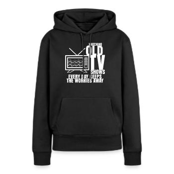 Television 90s 80s Retro TV - Frauen Premium Bio Hoodie - Schwarz - Vorne - Julia (174cm)