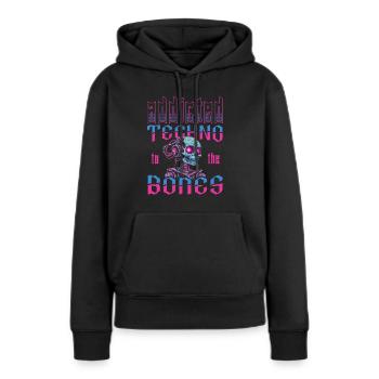 Techno Raver - Sweat à capuche Premium bio Femme - noir - Devant - Julia (174cm)