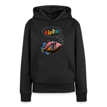 Humuhumunukunukuapua’a Pousseur de récif hawaïen - Sweat à capuche Premium bio Femme - noir - Devant - Julia (174cm)