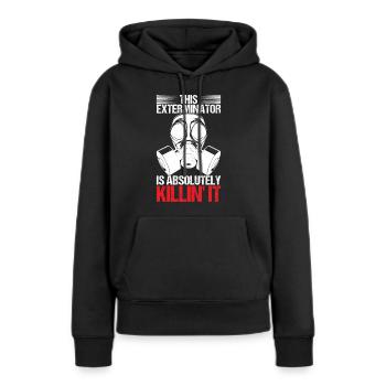 Exterminateur de lutte antiparasitaire - Sweat à capuche Premium bio Femme - noir - Devant - Julia (174cm)