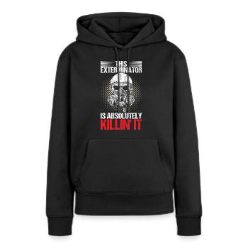 Exterminateur de lutte antiparasitaire - Sweat à capuche Premium bio Femme - noir - Devant - Julia (174cm)