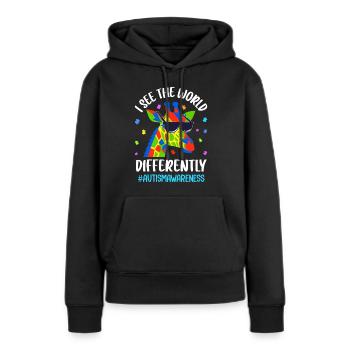 Autisme Autiste Autiste - Sweat à capuche Premium bio Femme - noir - Devant - Julia (174cm)