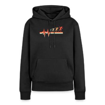 Coureur Jogger Coureur Courir Électrocardiogramme - Sweat à capuche Premium bio Femme - noir - Devant - Julia (174cm)