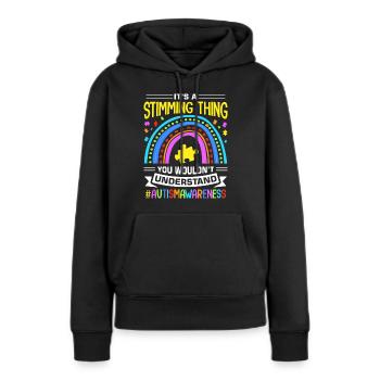 Autisme Autiste Autiste - Sweat à capuche Premium bio Femme - noir - Devant - Julia (174cm)