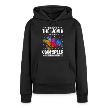 Autisme Autiste Autiste - Sweat à capuche Premium bio Femme - noir - Devant - Julia (174cm)