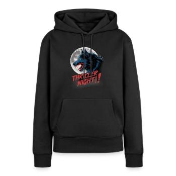 Thriller Nacht der Werwölfe und Mondscheinheulen - Frauen Premium Bio Hoodie - Schwarz - Vorne - Julia (174cm)