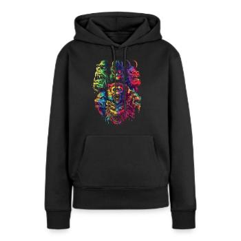 Cryptozoologie Conspiration cryptide Pop Art - Sweat à capuche Premium bio Femme - noir - Devant - Julia (174cm)