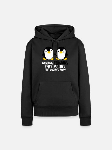 Penguins - Dame Premium hoodie, økologisk bomuld - sort