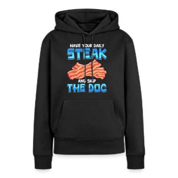 Anti-végétarien Prenez votre steak quotidien Évitez le doc - Sweat à capuche Premium bio Femme - noir - Devant - Julia (174cm)