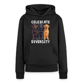 Labrador CELEBRATE DIVERSITY Labrador Besitzer - Frauen Premium Bio Hoodie - Schwarz - Vorne - Julia (174cm)