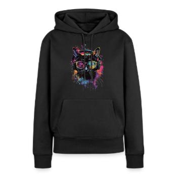 Chat noir - Sweat à capuche Premium bio Femme - noir - Devant - Julia (174cm)