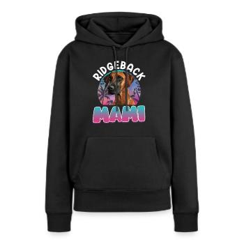 RIDGEBACK MAMI Propriétaire du Rhodesian Ridgeback - Sweat à capuche Premium bio Femme - noir - Devant - Julia (174cm)