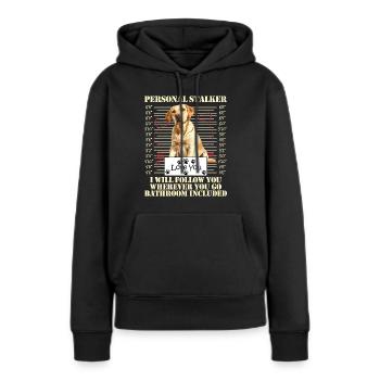 Labrador Chien PERSONAL STALKER JE TE SUIVRAI - Sweat à capuche Premium bio Femme - noir - Devant - Julia (174cm)