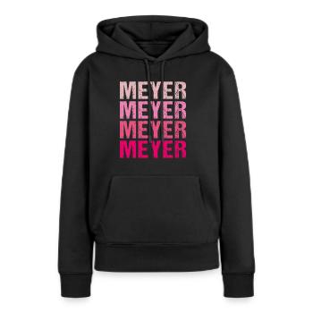 Meyer Familienname Team Retro Geschenkidee - Frauen Premium Bio Hoodie - Schwarz - Vorne - Julia (174cm)