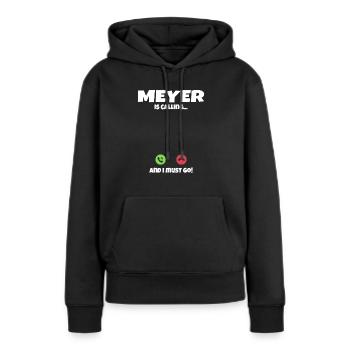 Meyer appelle appelle l’idée cadeau - Sweat à capuche Premium bio Femme - noir - Devant - Julia (174cm)