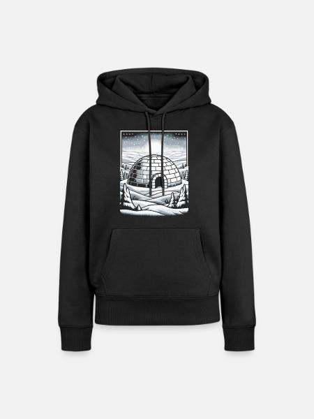 Iglu Eisschnee-Flocke Winter - Frauen Premium Bio Hoodie - Schwarz