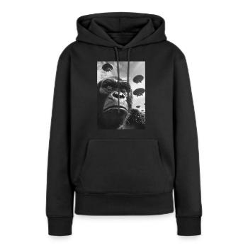 Gorille selfie OVNI - Sweat à capuche Premium bio Femme - noir - Devant - Julia (174cm)