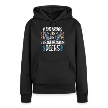 Les kangourous ne sont que des cerfs tyrannosaures Funny Kä - Sweat à capuche Premium bio Femme - noir - Devant - Julia (174cm)