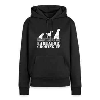 LABRADOR : Grandir Labrador Lover Labrador - Sweat à capuche Premium bio Femme - noir - Devant - Julia (174cm)