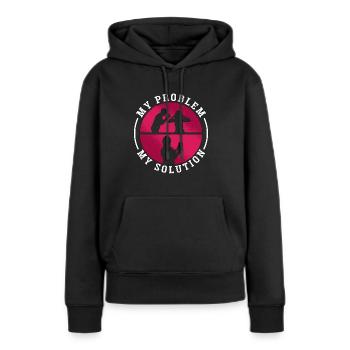 Éditeur de livres Mon problème Mon pictogramme Maman Papa Éditeur - Sweat à capuche Premium bio Femme - noir - Devant - Julia (174cm)