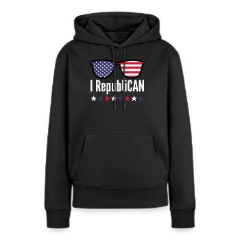Républicains conservateurs Républicains - Sweat à capuche Premium bio Femme - noir - Devant - Julia (174cm)