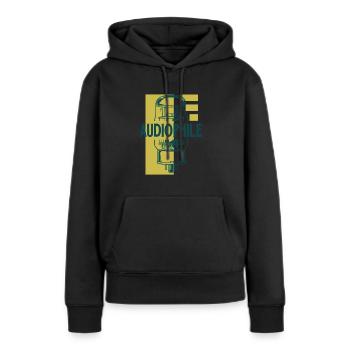 Audiophile - Tube à vide - Sweat à capuche Premium bio Femme - noir - Devant - Julia (174cm)