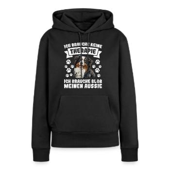 Aussie ICH BRAUCHE KEINE THERAPIE BRAUCHE MEINEN - Frauen Premium Bio Hoodie - Schwarz - Vorne - Julia (174cm)