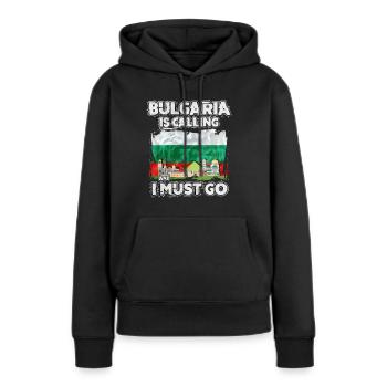 Bulgarie - Sweat à capuche Premium bio Femme - noir - Devant - Julia (174cm)