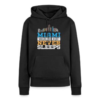 États-Unis États-Unis État d’Amérique Miami - Sweat à capuche Premium bio Femme - noir - Devant - Julia (174cm)